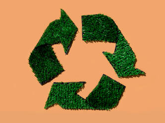 Photo of a sustainable symbol of recycling created with natural materials - ADSF49315