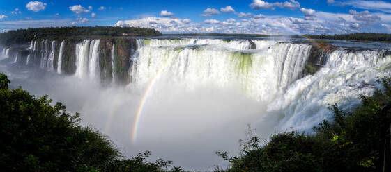 View from above of Iguazu Falls with a rainbow in Argentina - ADSF49319