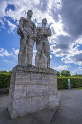 View of exterior of Olympiastadion Berlin and statues, built for the 1936 Olympics, Berlin, Germany, Europe - RHPLF28881