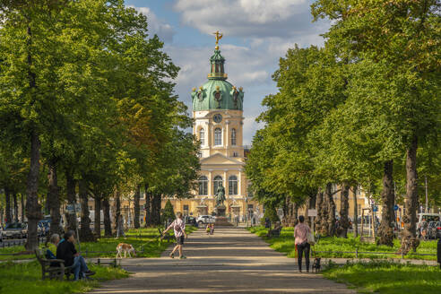 View of Charlottenburg Palace at Schloss Charlottenburg from Schlossrasse, Berlin, Germany, Europe - RHPLF28903