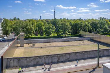 Elevated view of the Berlin Wall Memorial, Memorial Park, Bernauer Strasse, Berlin, Germany, Europe - RHPLF28926