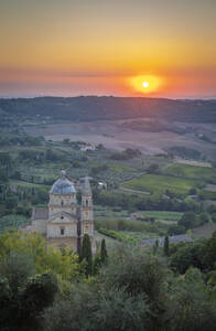 View of Tempio di San Biagio Church at sunset, Montepulciano, Province of Siena, Tuscany, Italy, Europe - RHPLF29049