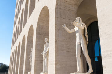 Statues at Palazzo della Civilta Italiana (Palazzo della Civilta del Lavoro) (Square Colosseum), EUR, Rome, Latium (Lazio), Italy, Europe - RHPLF29154