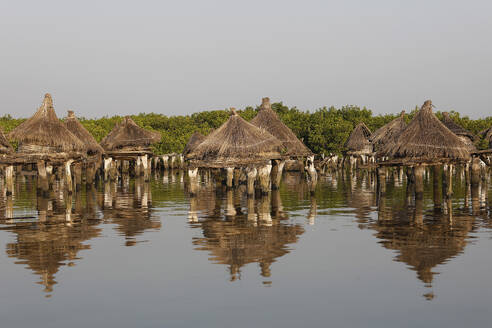 Ancient granaries on an island among mangrove trees, Joal-Fadiouth, Senegal, West Africa, Africa - RHPLF29183