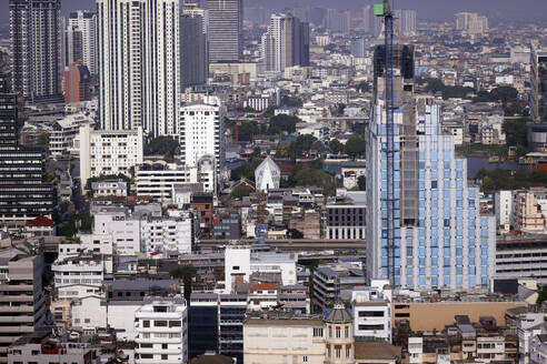 View of Bangkok skyline towards Silom Road, Bangkok, Thailand, Southeast Asia, Asia - RHPLF29197