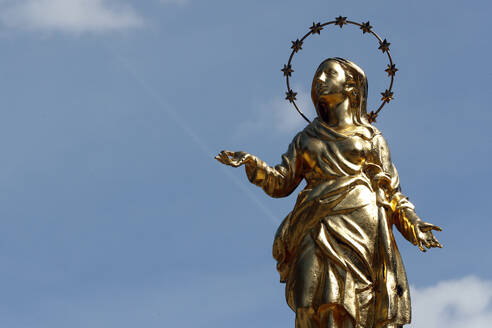 Golden Virgin statue with stars, Valgrisenche, Aosta Valley, Italy, Europe - RHPLF29215