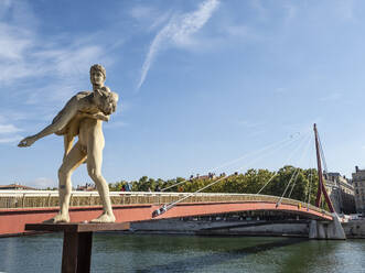 Statue The Weight of Oneself, Passarelle du Palais de Justice, Lyon, Auvergne-Rhone-Alpes, France, Europe - RHPLF29289