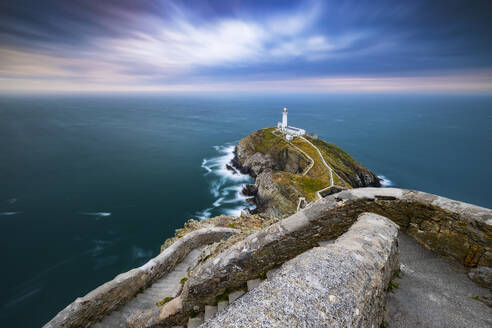 South Stack Lighthouse at sunset, Anglesey, Holy Island, Wales, Great Britain, United Kingdom, Europe - RHPLF29871