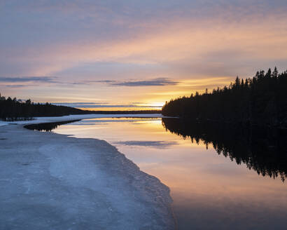 Channel leading to Lake Likapera at sunset, Finland, Europe - RHPLF29907