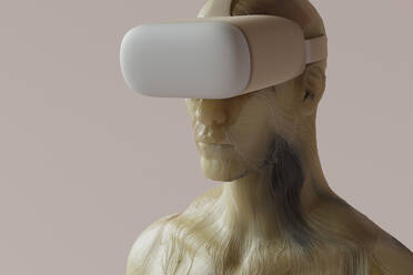 3D render of man wearing VR headset - GCAF00506