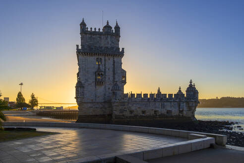 Portugal, Lisbon District, Lisbon, Belem tower at sunrise - ABOF00927