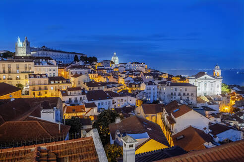 Portugal, Lisbon District, Lisbon, Alfama district at dusk - ABOF00937