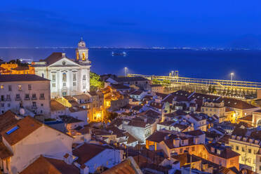 Portugal, Lisbon District, Lisbon, Alfama district at dusk - ABOF00938