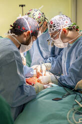 Surgeons performing surgery on patient in emergency room at hospital - MMPF01039