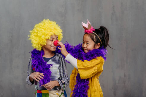 Portrait of two children in funny costumes. - HPIF32076