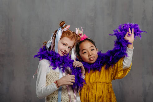 Portrait of two children in funny costumes. - HPIF32079