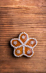 Christmas composition. Studio shot on wooden background. - HPIF35686