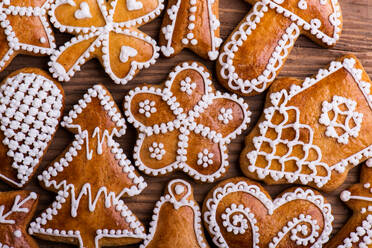 Christmas composition. Studio shot on wooden background. - HPIF35687