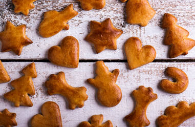 Christmas composition. Studio shot on wooden background. - HPIF35718