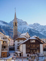 Das Alpendorf Sent im Winter, Graubünden, Schweiz, Europa - RHPLF30247