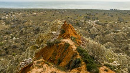 Luftaufnahme der Sandstein-Erosionslandschaft von Miradouro da Lua (Aussichtspunkt des Mondes), südlich von Luanda, Angola, Afrika - RHPLF30348