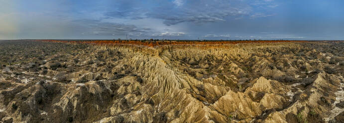 Aerial of the sandstone erosion landscape of Miradouro da Lua (Viewpoint of the Moon), south of Luanda, Angola, Africa - RHPLF30362