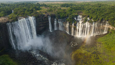 Aerial of the third highest waterfall in Africa, Calandula Falls, Malanje, Angola, Africa - RHPLF30376