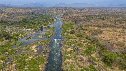 Aerial of the Cuanza river, Cuanza Sul province, Angola, Africa - RHPLF30395