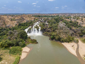 Aerial of the Binga waterfalls, Kwanza Sul, Angola, Africa - RHPLF30415