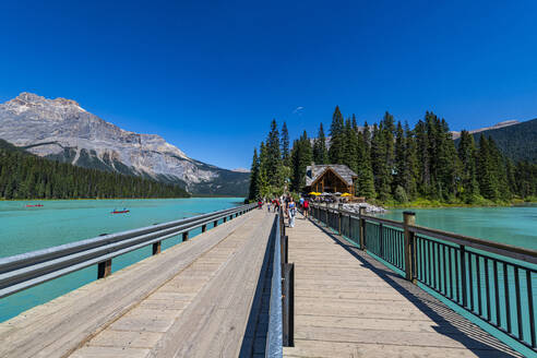 Fußgängerbrücke am Emerald Lake, Yoho-Nationalpark, UNESCO-Welterbe, British Columbia, Kanada, Nordamerika - RHPLF30656