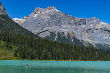 Canoe on Emerald lake, Yoho National Park, UNESCO World Heritage Site, British Columbia, Canada, North America - RHPLF30667