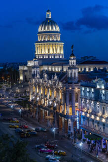 View at night over Havana and its Capitol, Havana, Cuba, West Indies, Central America - RHPLF30812