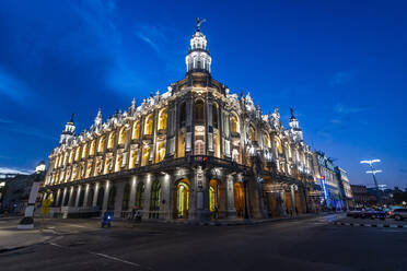 Night shot of the Theatre of Havana, Havana, Cuba, West Indies, Central America - RHPLF30815