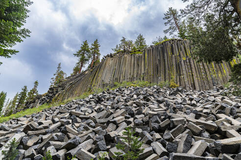 Rock formation of columnar basalt, Devils Postpile National Monument, Mammoth Mountain, California, United States of America, North America - RHPLF30894