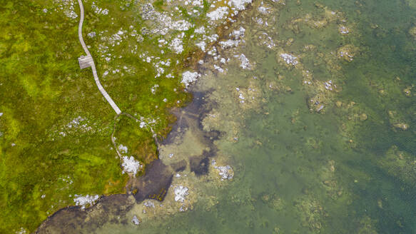 Aerial of the saline soda lake, Mono Lake, California, United States of America, North America - RHPLF30906