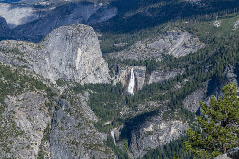 View over the Vernal and Nevada Falls, Yosemite National Park, UNESCO World Heritage Site, California, United States of America, North America - RHPLF30924