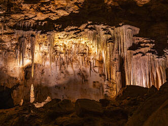 Floe stone in the main cave at Carlsbad Caverns National Park, UNESCO World Heritage Site, located in the Guadalupe Mountains, New Mexico, United States of America, North America - RHPLF31258