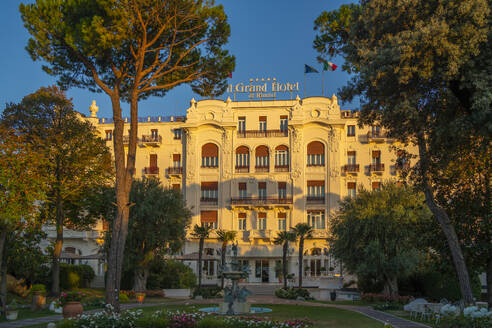 View of facade of the Grand Hotel di Rimini on Rimini Beach, Rimini, Emilia-Romagna, Italy, Europe - RHPLF31336