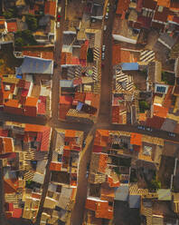 Aerial view of the village of El Romeral at sunset, Castilla la Mancha, Spain. - AAEF24844