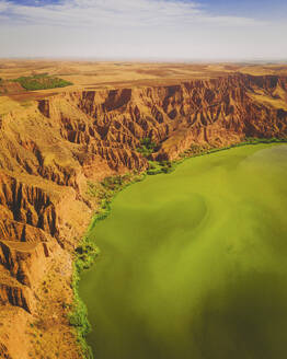 Aerial view of Barrancas de Burujon Cliffs, Castilla la Mancha, Spain. - AAEF24853