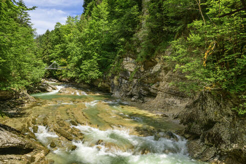 Austria, Tyrol, Brandenberger Ache river flowing through Tiefenbach Gorg in summer - ANSF00706