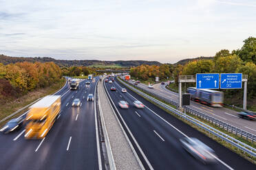 Germany, Baden-Wurttemberg, Leonberg, Traffic along Bundesautobahn 8 - WDF07498