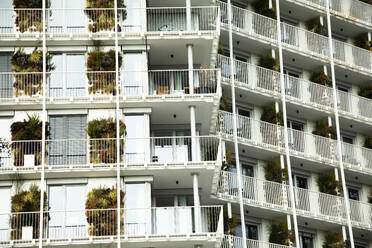 Germany, Baden-Wurttemberg, Freiburg im Breisgau, Balconies of apartment building - SGF02953