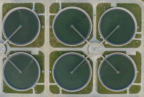 Aerial view of largest sewage treatment plant in Dasherkandi, Dhaka, Bangladesh. - AAEF25153