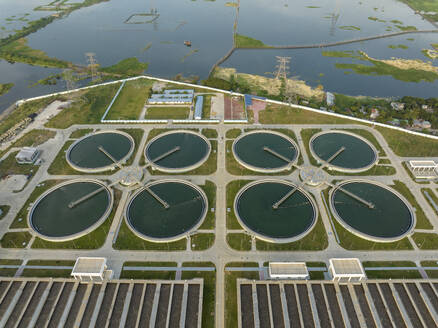 Aerial view of largest sewage treatment plant in Dasherkandi, Dhaka, Bangladesh. - AAEF25154