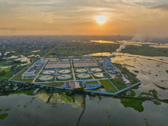 Aerial view of largest sewage treatment plant in Dasherkandi, Dhaka, Bangladesh. - AAEF25155