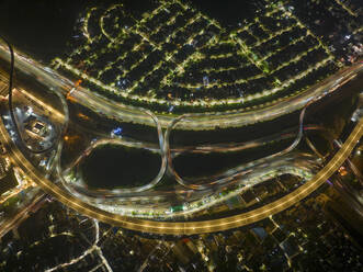 Aerial view of Dhaka Elevated Expressway at night in Dhaka, Bangladesh. - AAEF25157
