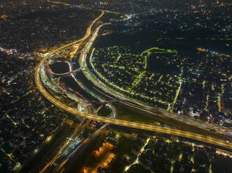 Aerial view of Dhaka Elevated Expressway at night in Dhaka, Bangladesh. - AAEF25158