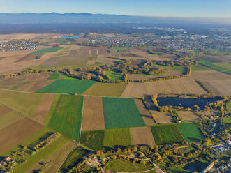 Luftaufnahme des Landwirtschaftsgebiets Kingersheim, Mulhouse, Elsass, Frankreich. - AAEF25179