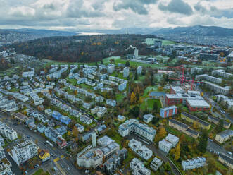 Aerial view of the city of Zurich in the winter morning, Switzerland. - AAEF25189